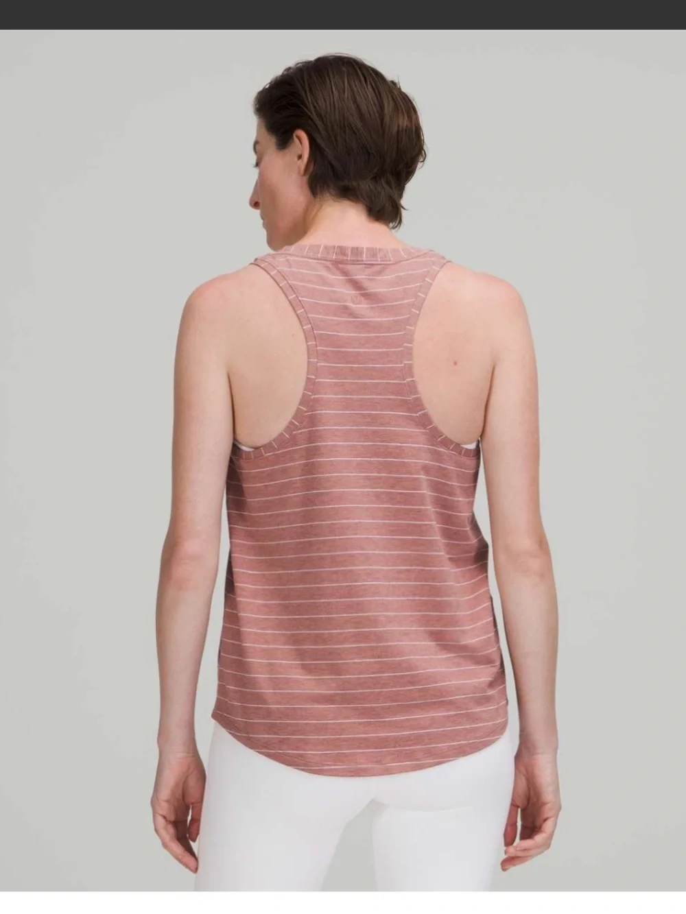 Lululemon Love Tank Top - Short Serve Stripe Heathered Spiced Chai White